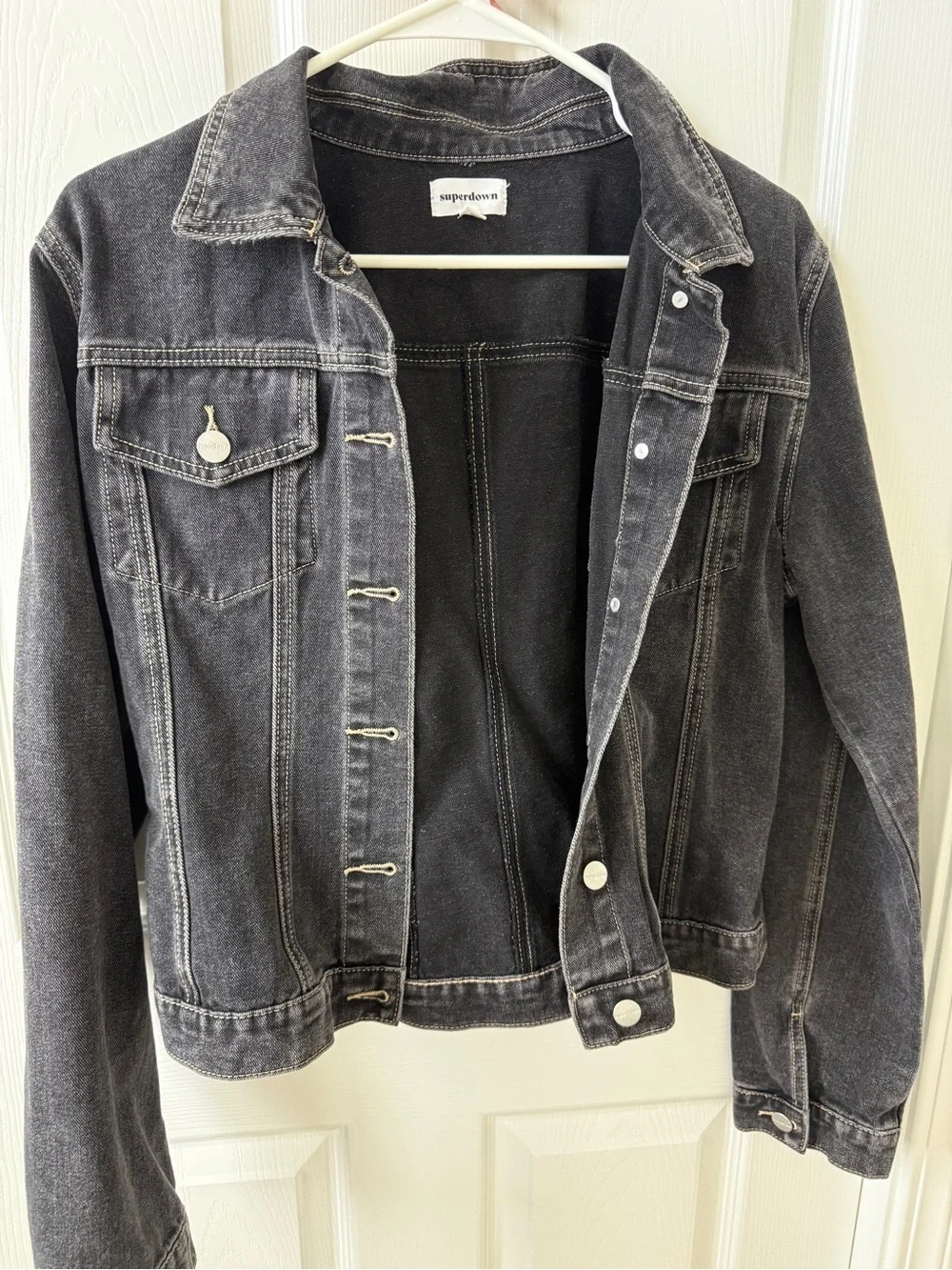 superdown Washed Black Denim Trucker Jacket